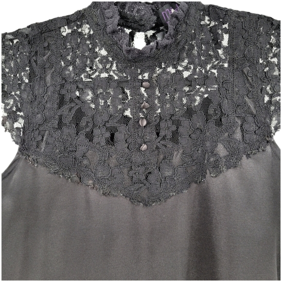 RARE VINTAGE Y2K MORBID Gothic Lace Blouse Black - Picture 2 of 14
